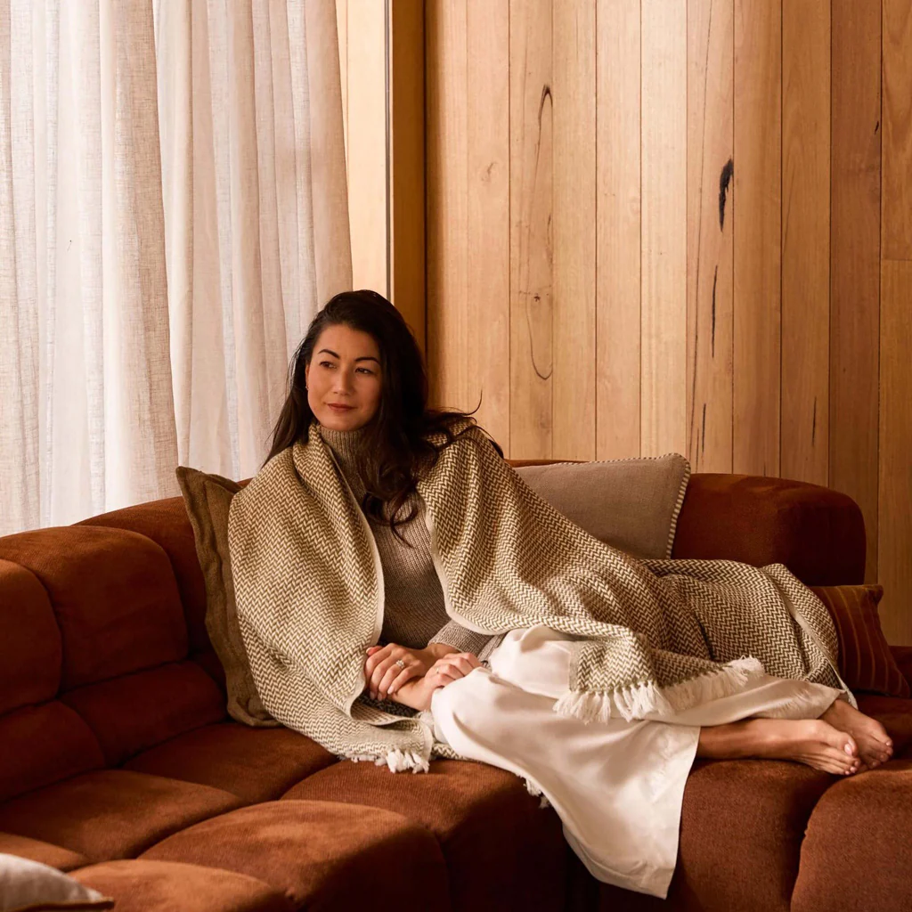 L&M Home Copenhagen Cashmere Throw Wasabi - Image 2