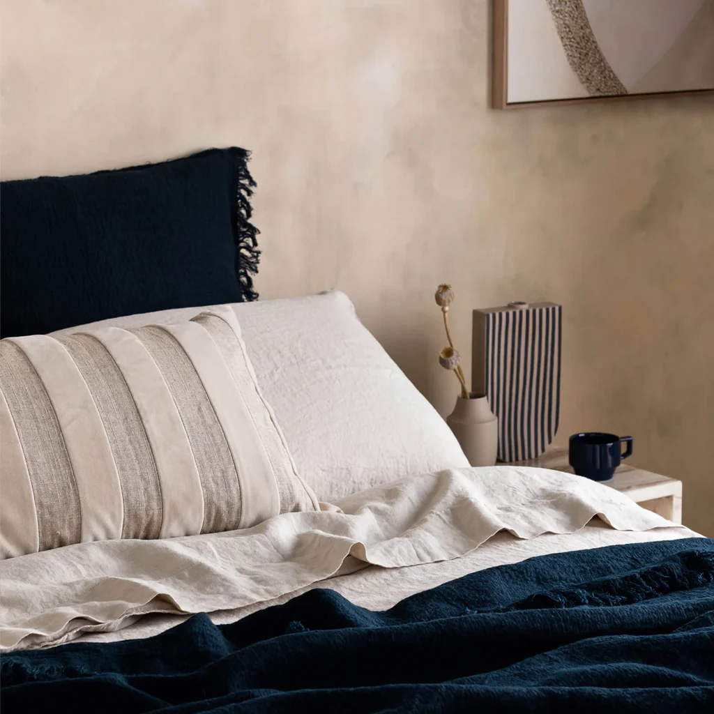 L&M Home Etro Stripe Velvet Cushion Almond - Image 4