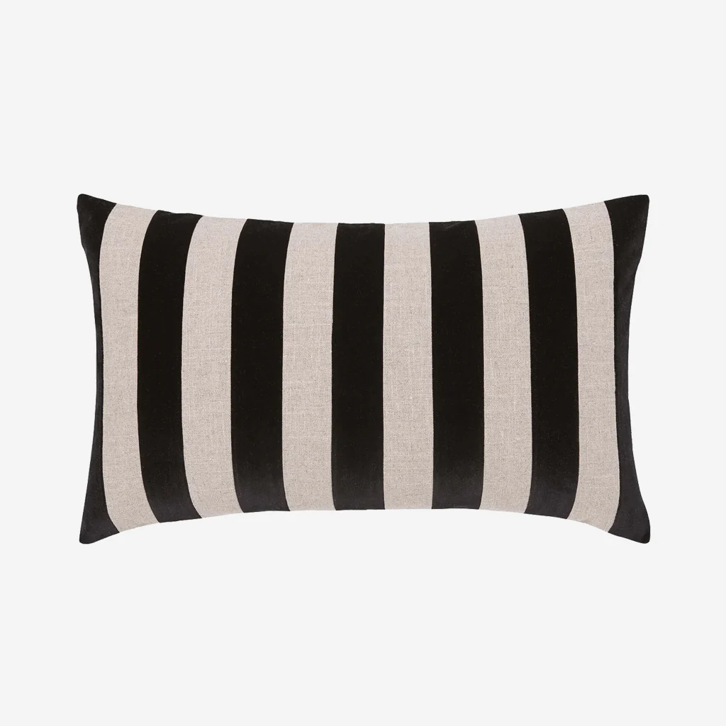 L&M Home Etro Stripe Velvet Cushion Black - Image 3