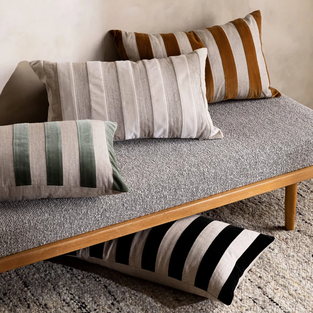 L&M Home Etro Stripe Velvet Cushion Black - Image 6