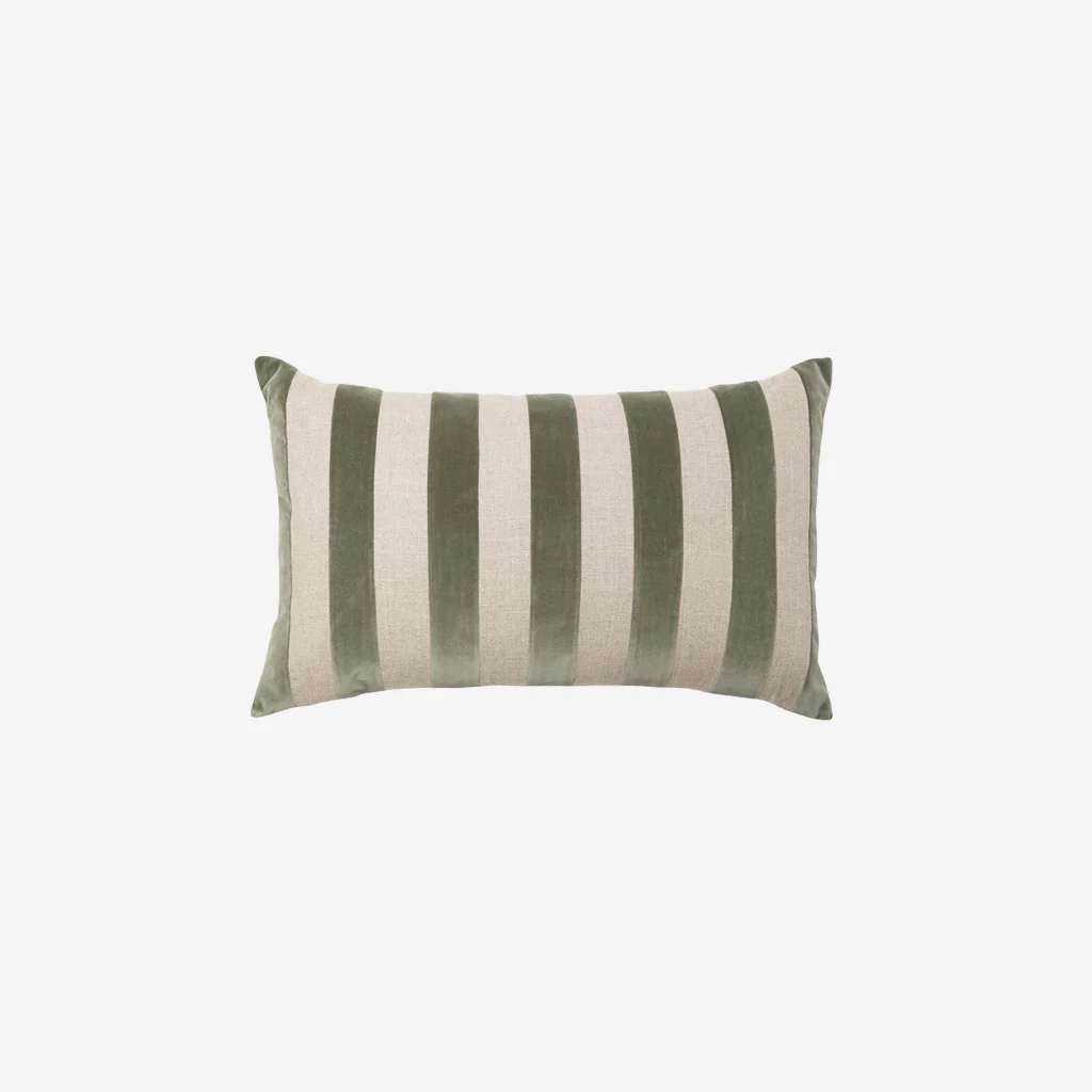 L&M Home Etro Stripe Velvet Cushion Eucalypt