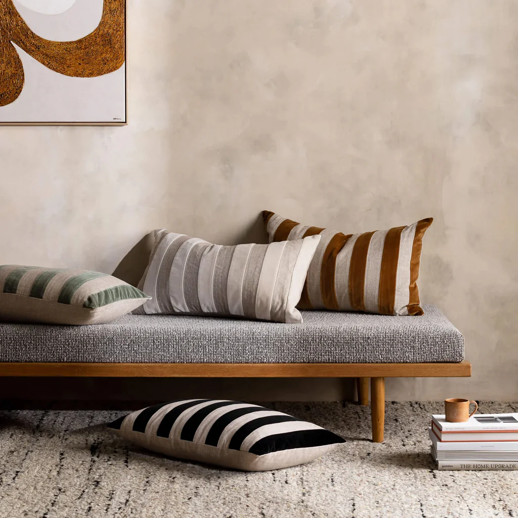 L&M Home Etro Stripe Velvet Cushion Eucalypt - Image 2