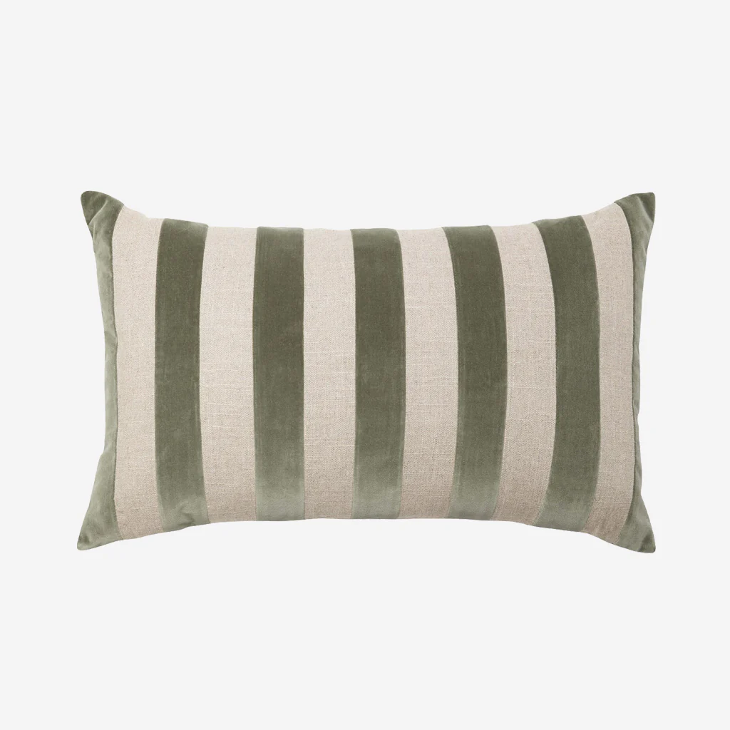 L&M Home Etro Stripe Velvet Cushion Eucalypt - Image 3