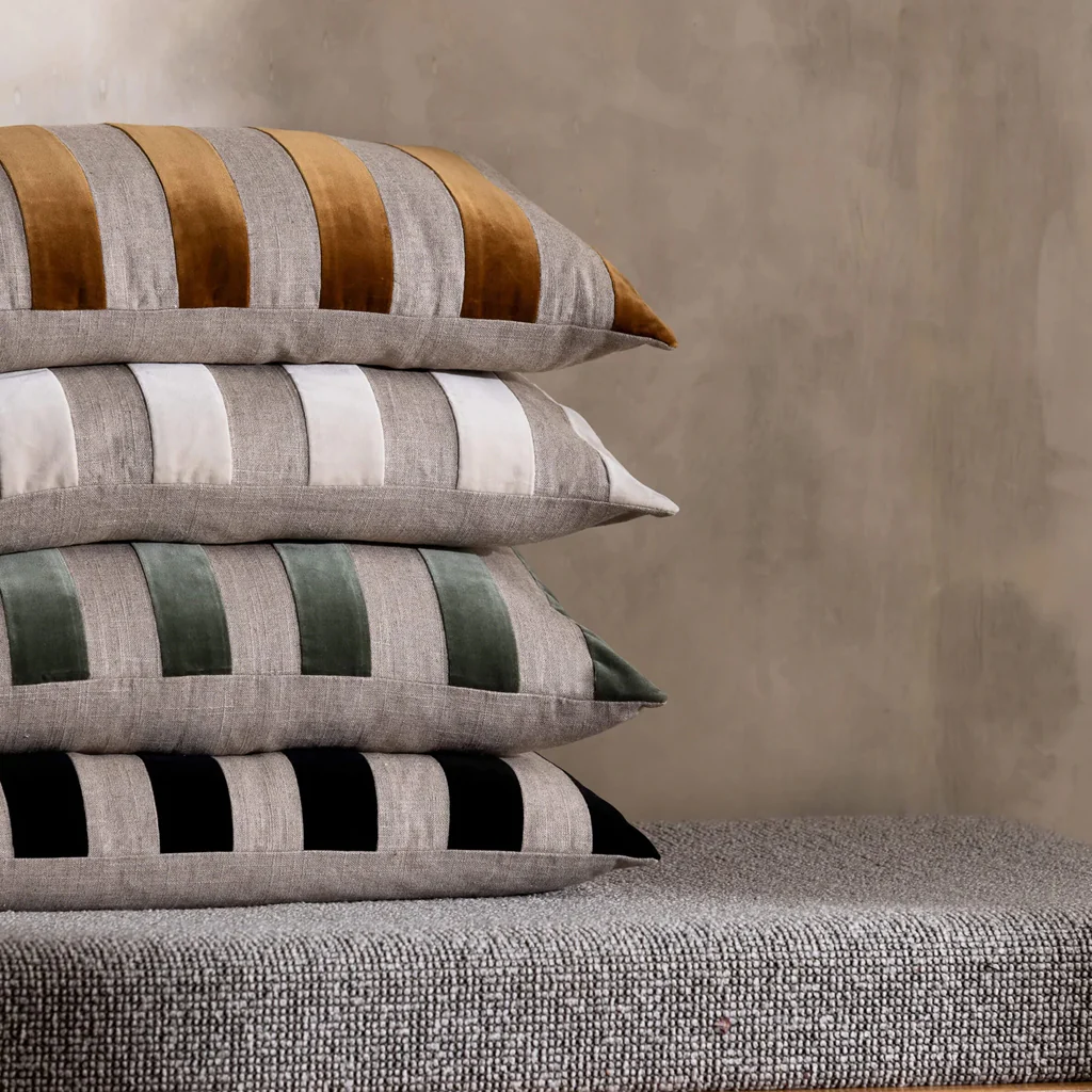 L&M Home Etro Stripe Velvet Cushion Toffee - Image 4
