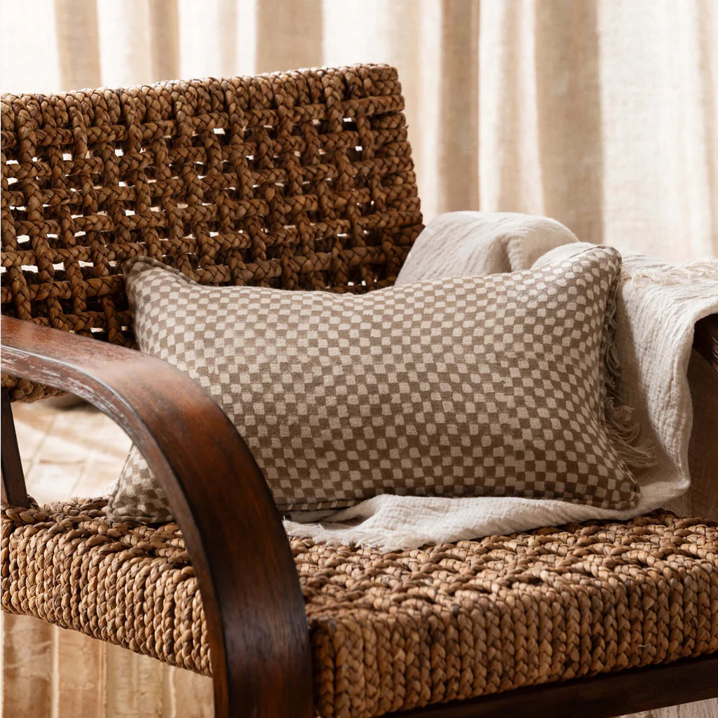 L&M Home Gia Reversible Linen Cushion Mocha - Image 2