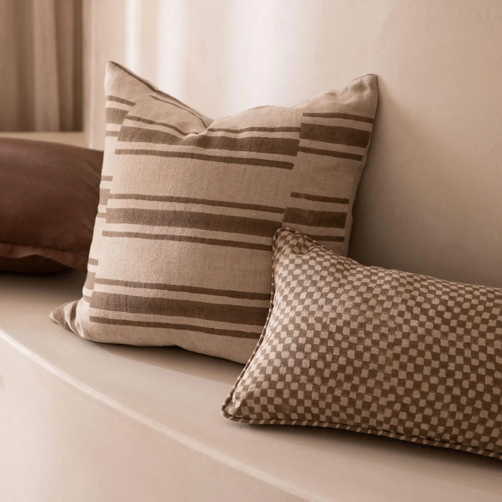 L&M Home Gia Reversible Linen Cushion Mocha - Image 6