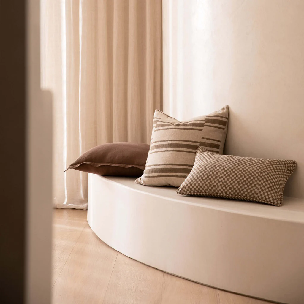 L&M Home Gia Reversible Linen Cushion Mocha - Image 8