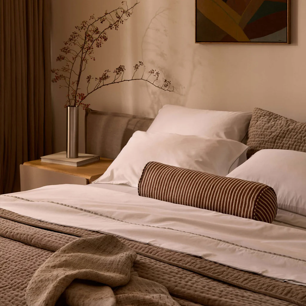 L&M Home Margot Linen Bolster Cushion Baked Clay - Image 2