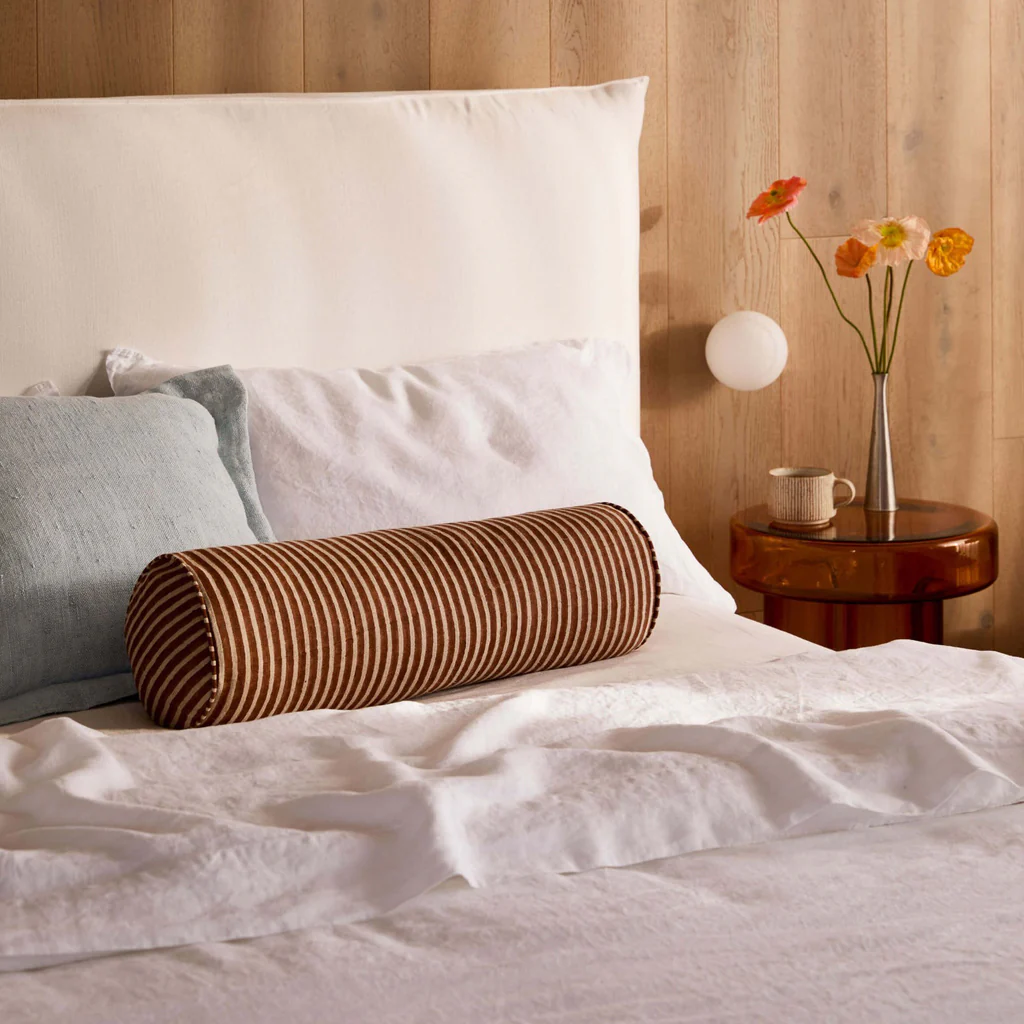 L&M Home Margot Linen Bolster Cushion Baked Clay - Image 3