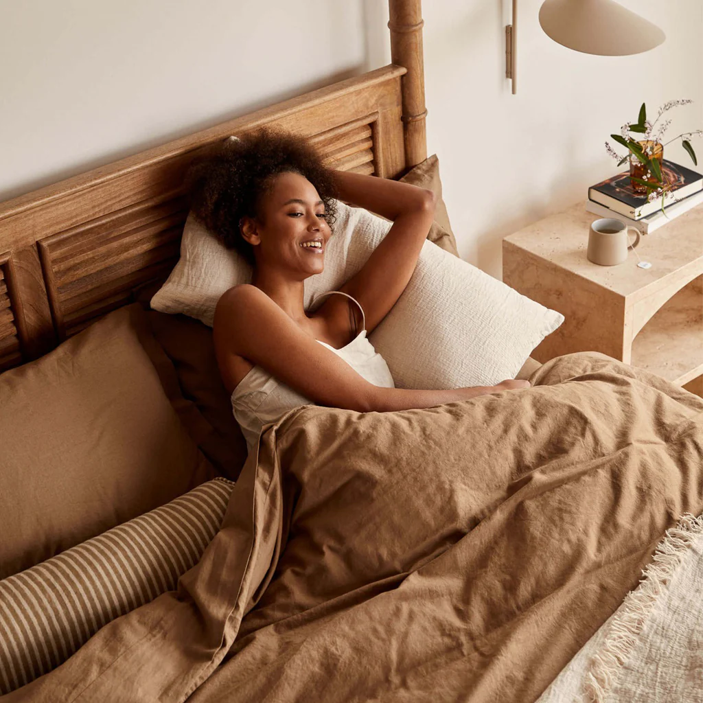 L&M Home Margot Linen Bolster Cushion Mocha - Image 2
