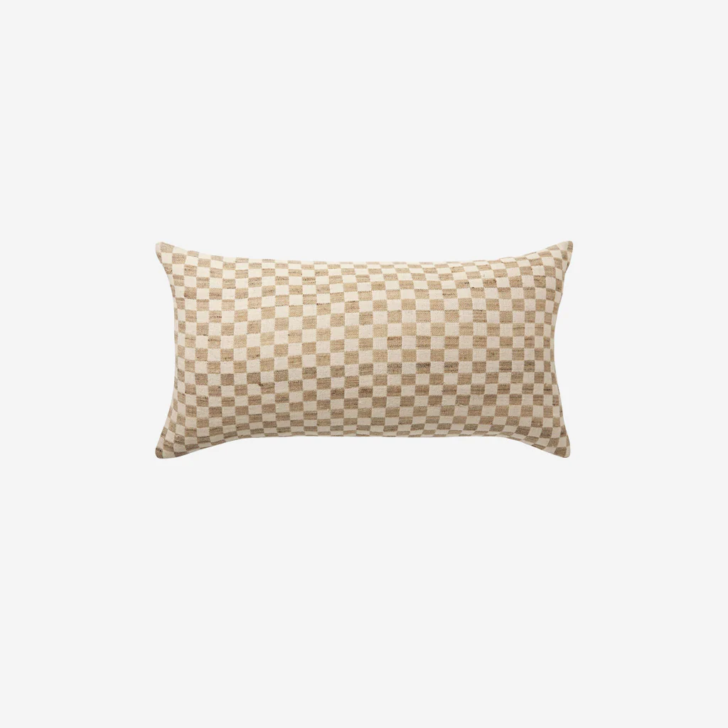 L&M Home Matteo Checked Lumbar Cushion Chalk