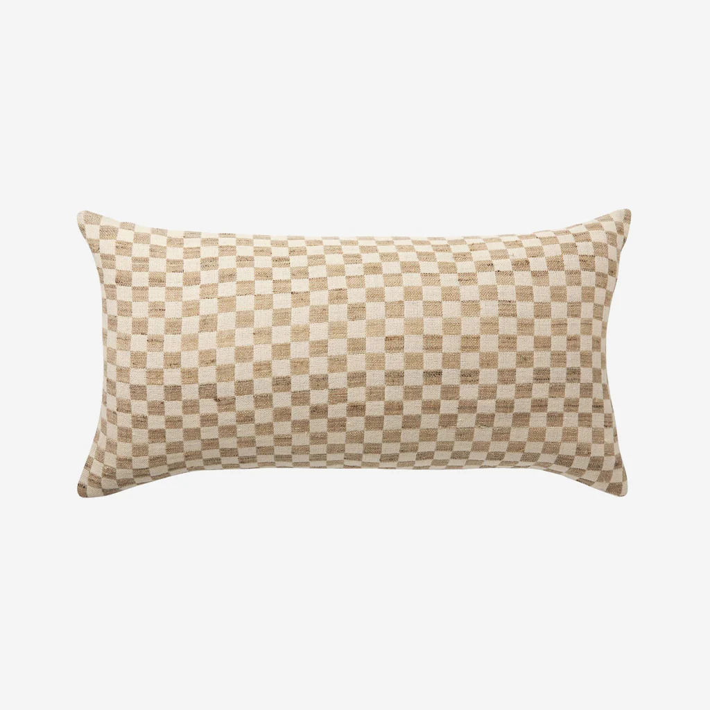 L&M Home Matteo Checked Lumbar Cushion Chalk - Image 4