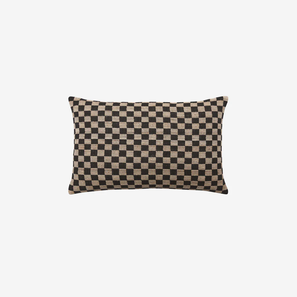 L&M Home Matteo Rectangle Checked Cushion Black