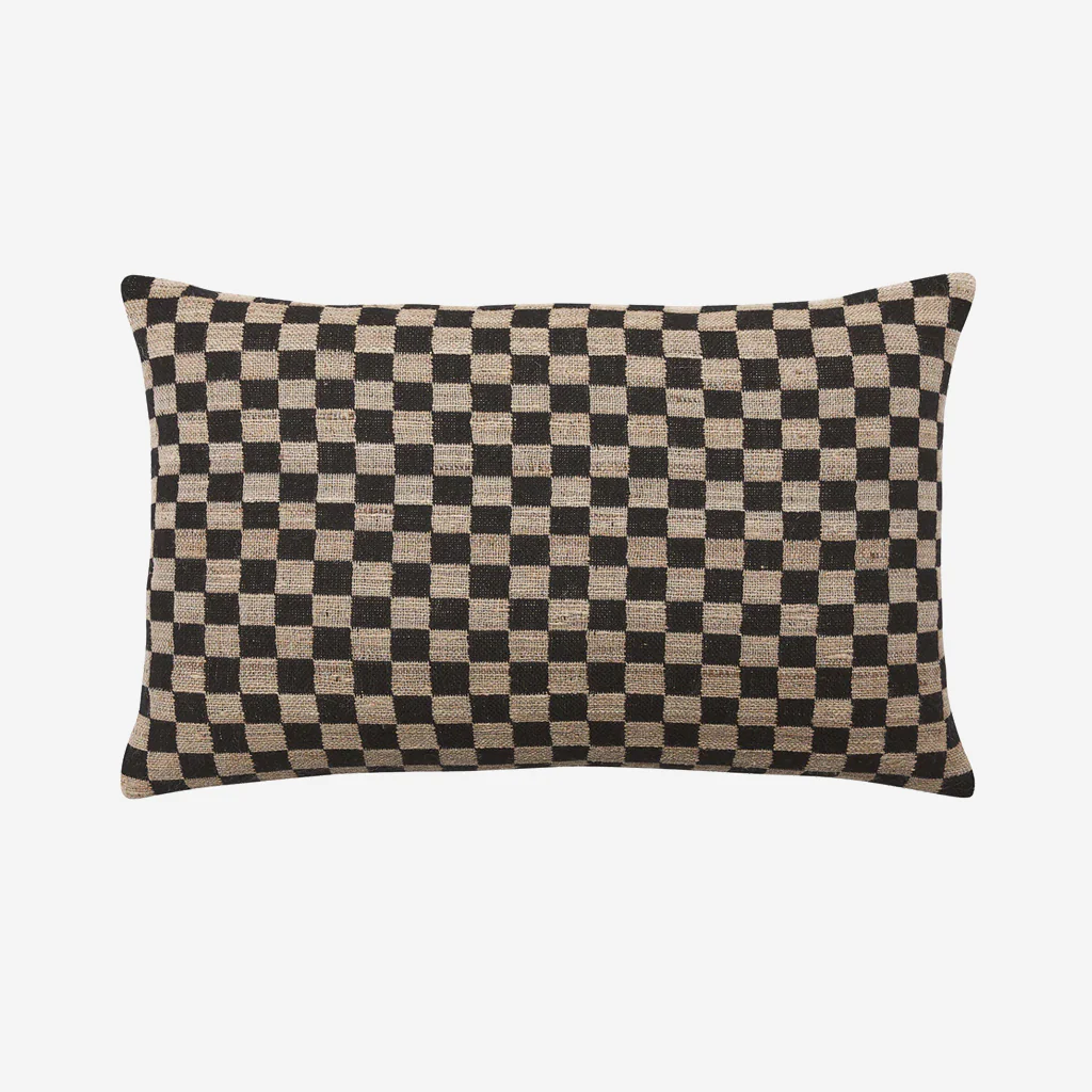 L&M Home Matteo Rectangle Checked Cushion Black - Image 2