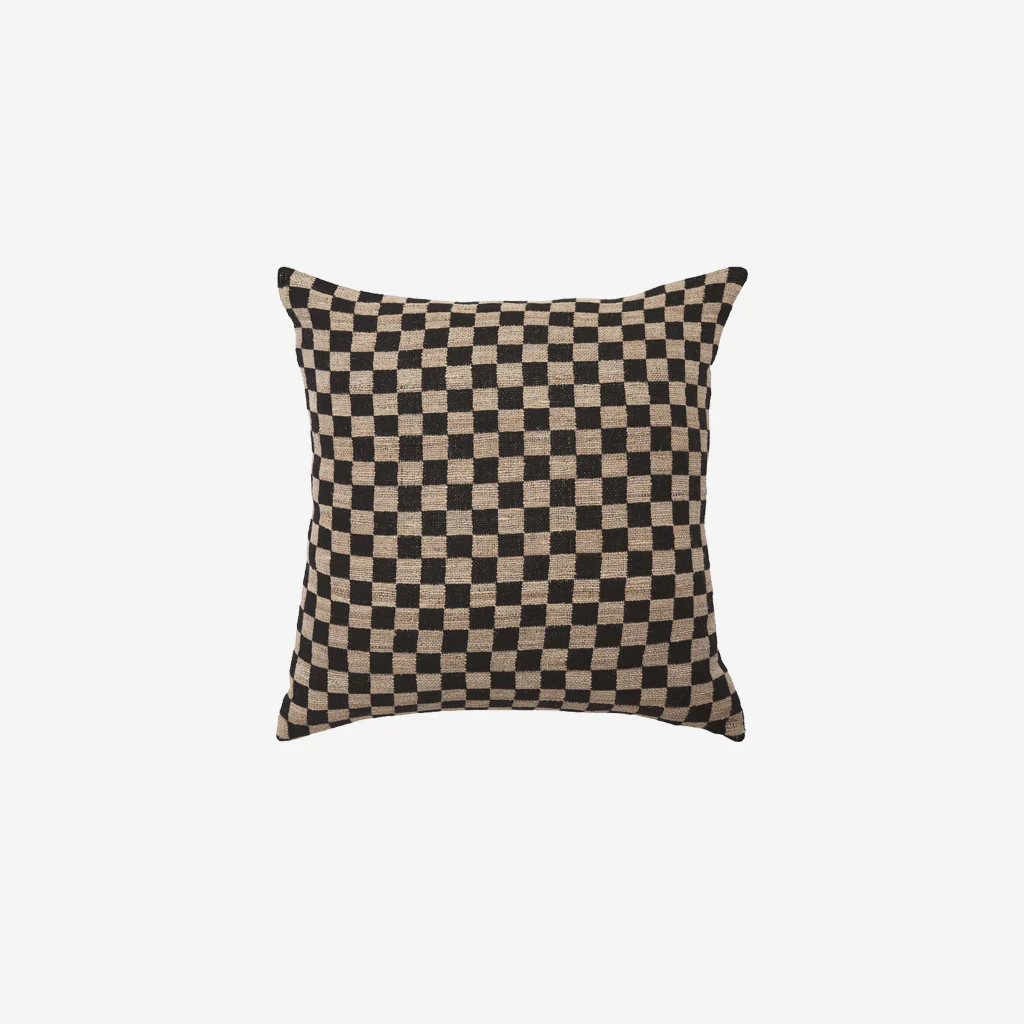 L&M Home Matteo Square Checked Cushion Black