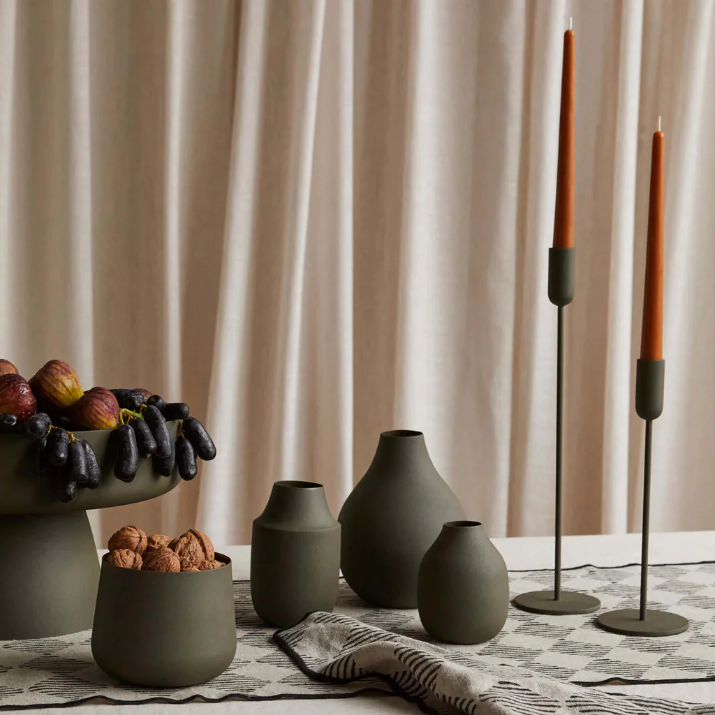 L&M Home Mona Candle Holder Olive Green Small - Image 2