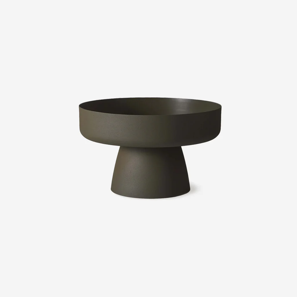 L&M Home Mona Pedestal Bowl Olive Green