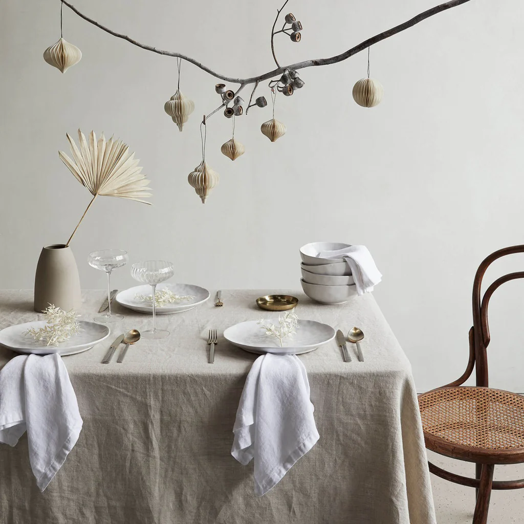 L&M Home Moss French Linen Napkin Set White - Image 2