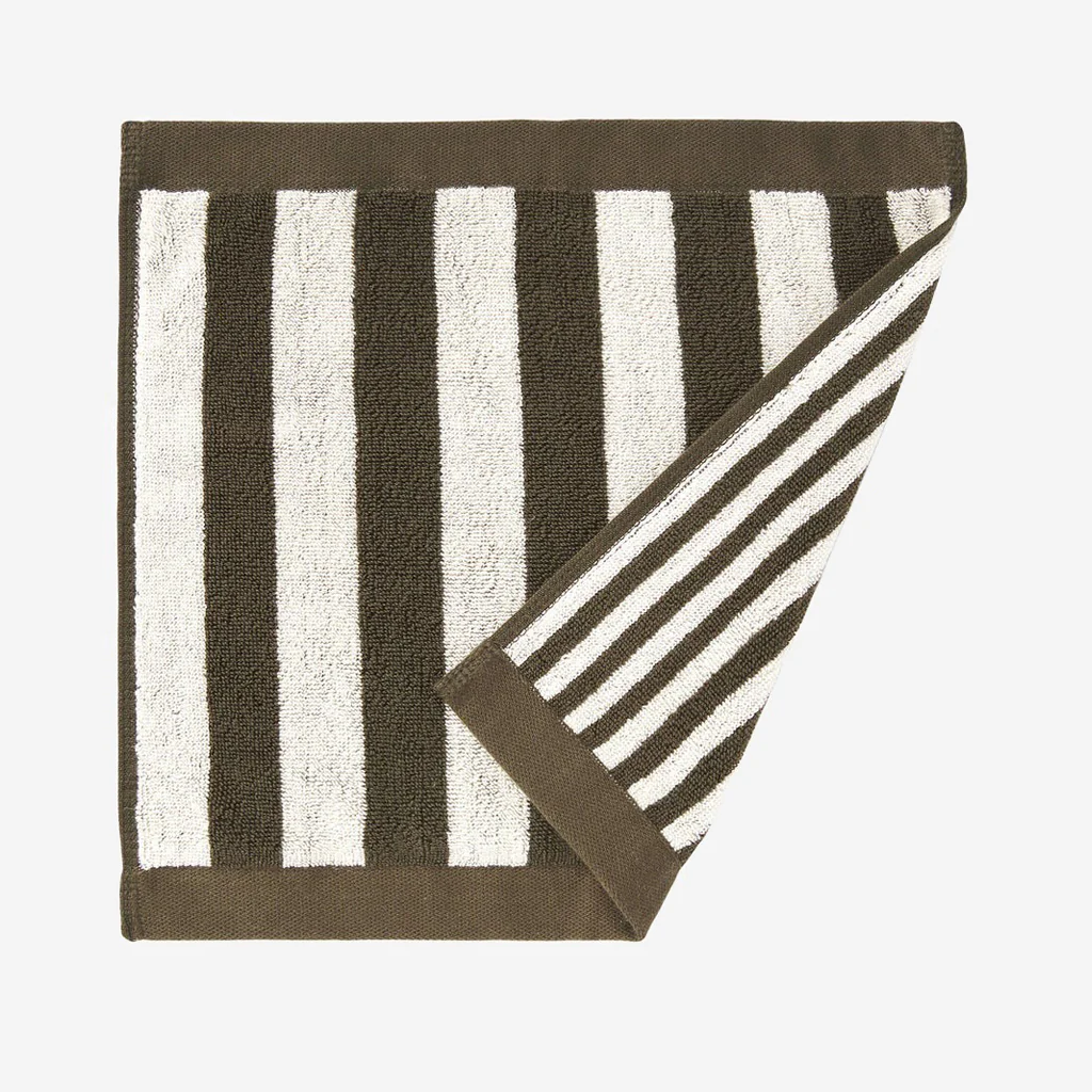 L&M Home Raye Striped Olive Face Towel - Image 13
