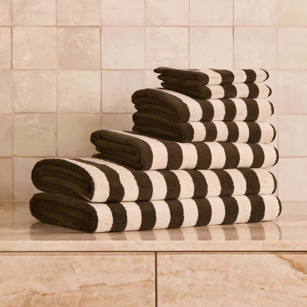L&M Home Raye Striped Olive Hand Towel - Image 11