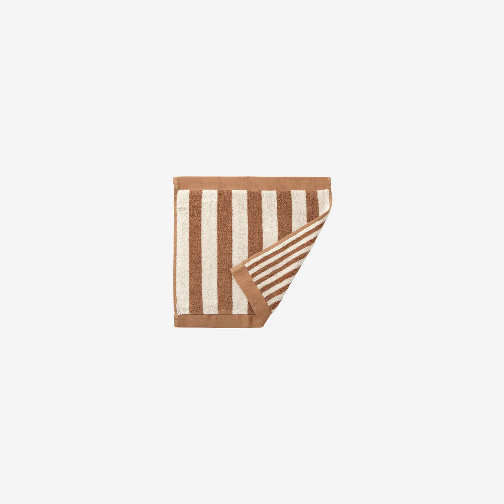 L&M Home Raye Striped Terracotta Face Towel