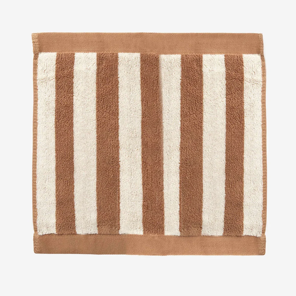 L&M Home Raye Striped Terracotta Face Towel - Image 2