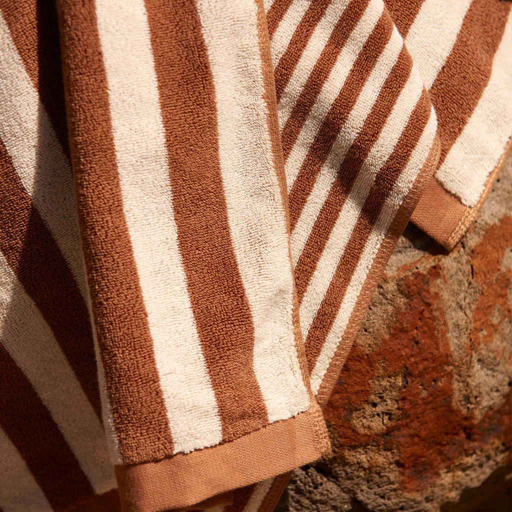 L&M Home Raye Striped Terracotta Face Towel - Image 5