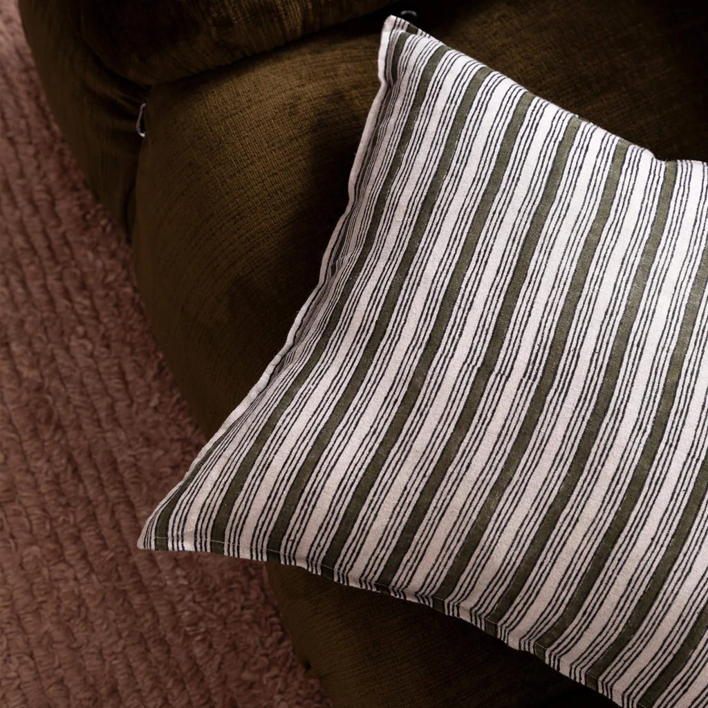 L&M Home Rome Linen Cushion Olive - Image 2