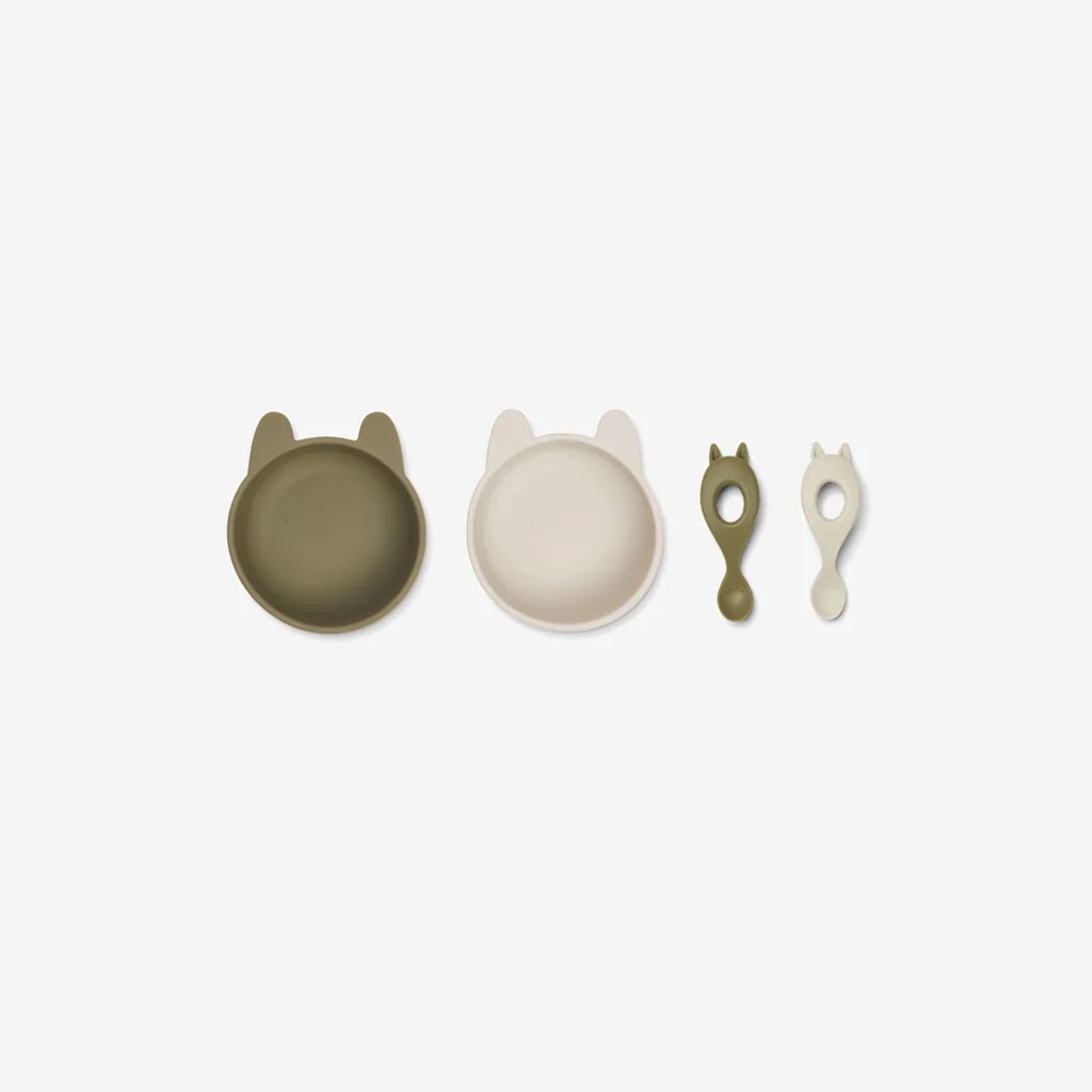 Liewood Evan Eating Set Rabbit Khaki Sandy