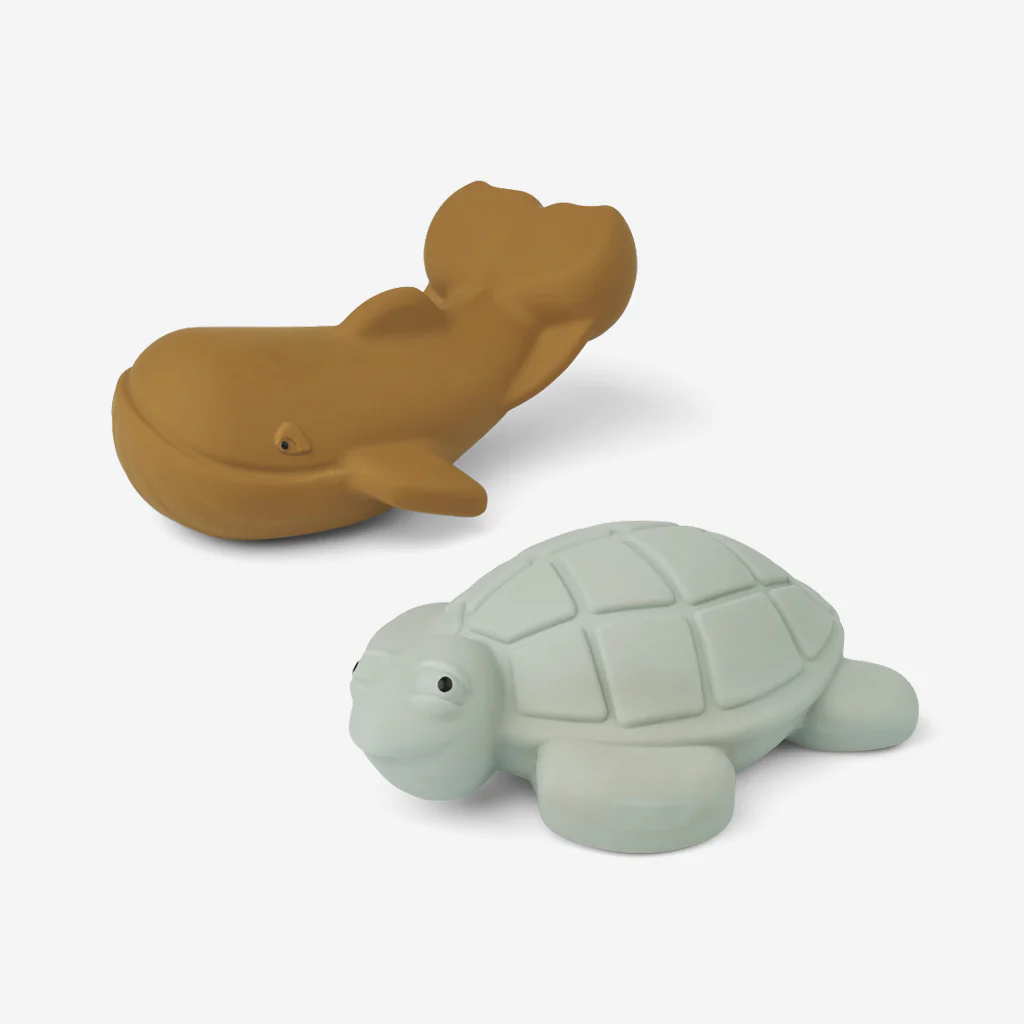 Liewood Ned Bath Toys Golden Caramel Whale/Dove Blue Turtle - Image 2