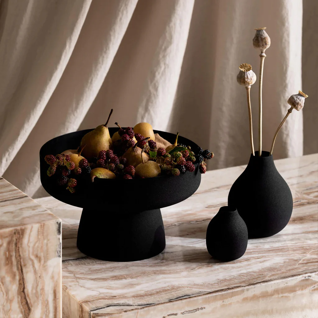 L&M Home Mona Pedestal Bowl Black - Image 3