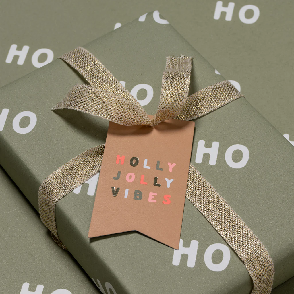 Made Paper Co Ho Ho Ho Wrapping Paper Roll Pine Green - Image 3