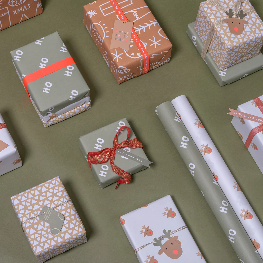 Made Paper Co Ho Ho Ho Wrapping Paper Roll Pine Green - Image 4