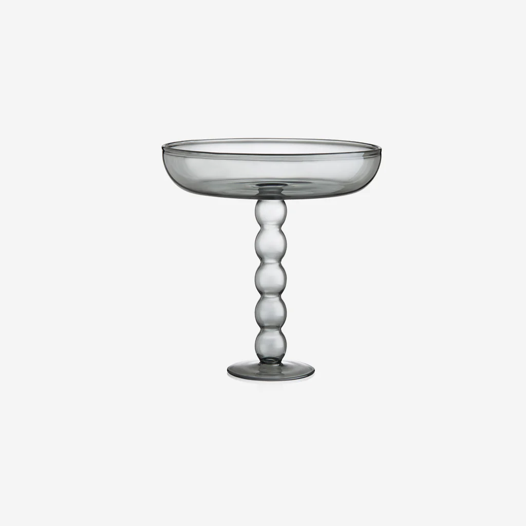 Maison Balzac Volute Glass Platter Smoke Grey