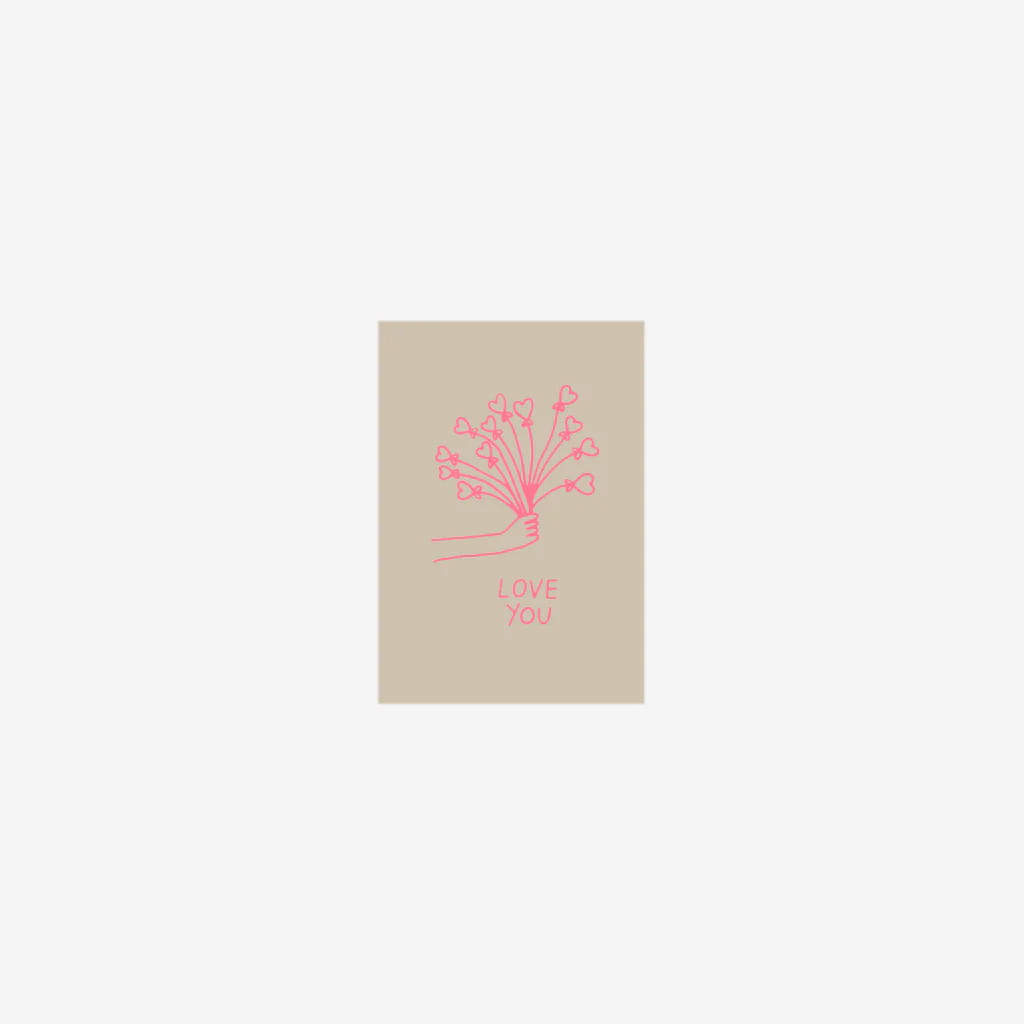 Me & Amber Card Love You Flowers Sherbet on Blush