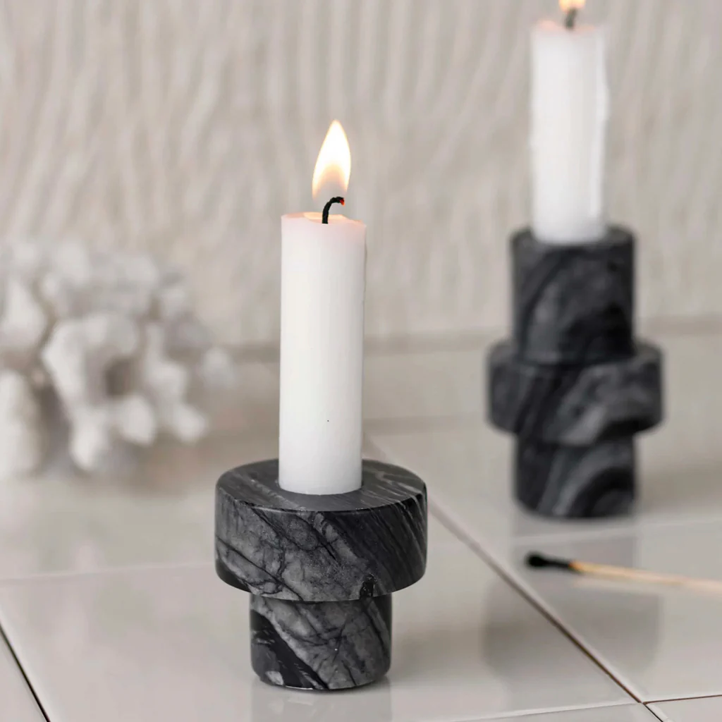 Mette Ditmer Marble Candleholder Black Small - Image 2