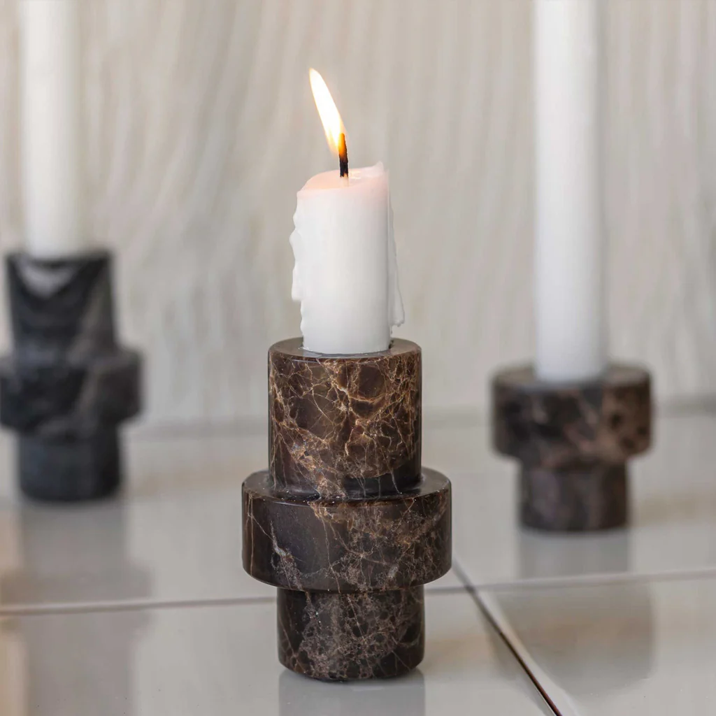Mette Ditmer Marble Candleholder Brown Large - Image 2