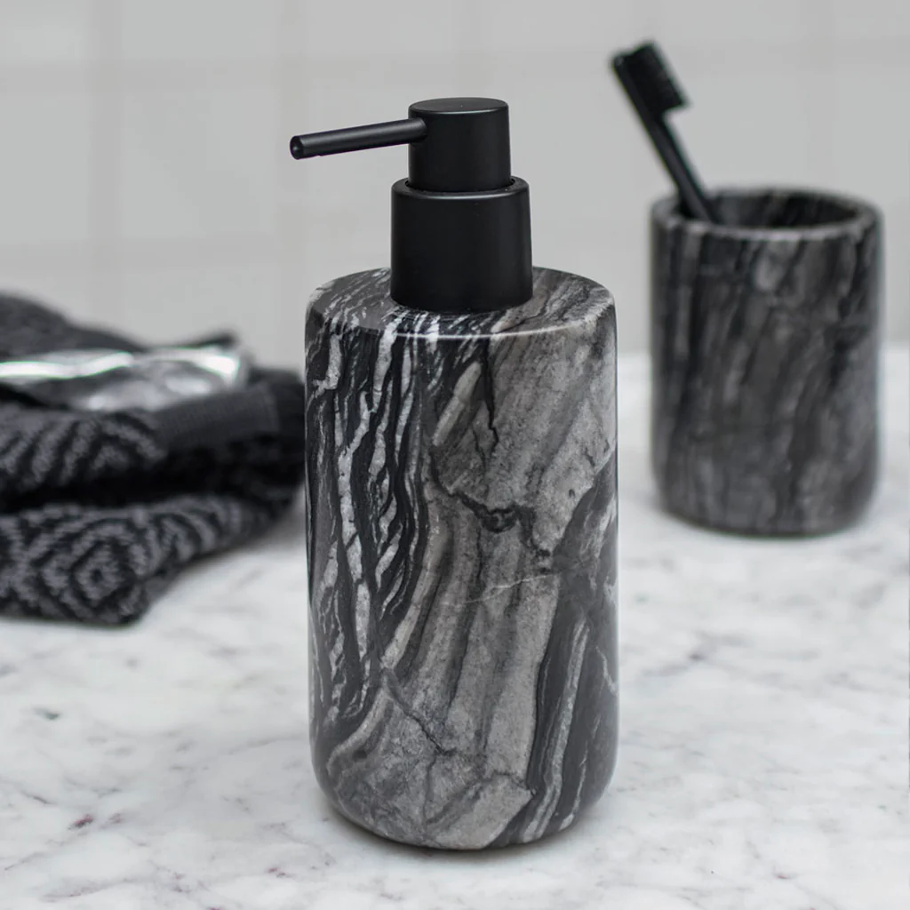 Mette Ditmer Marble Soap Pump Tall Black Grey - Image 2