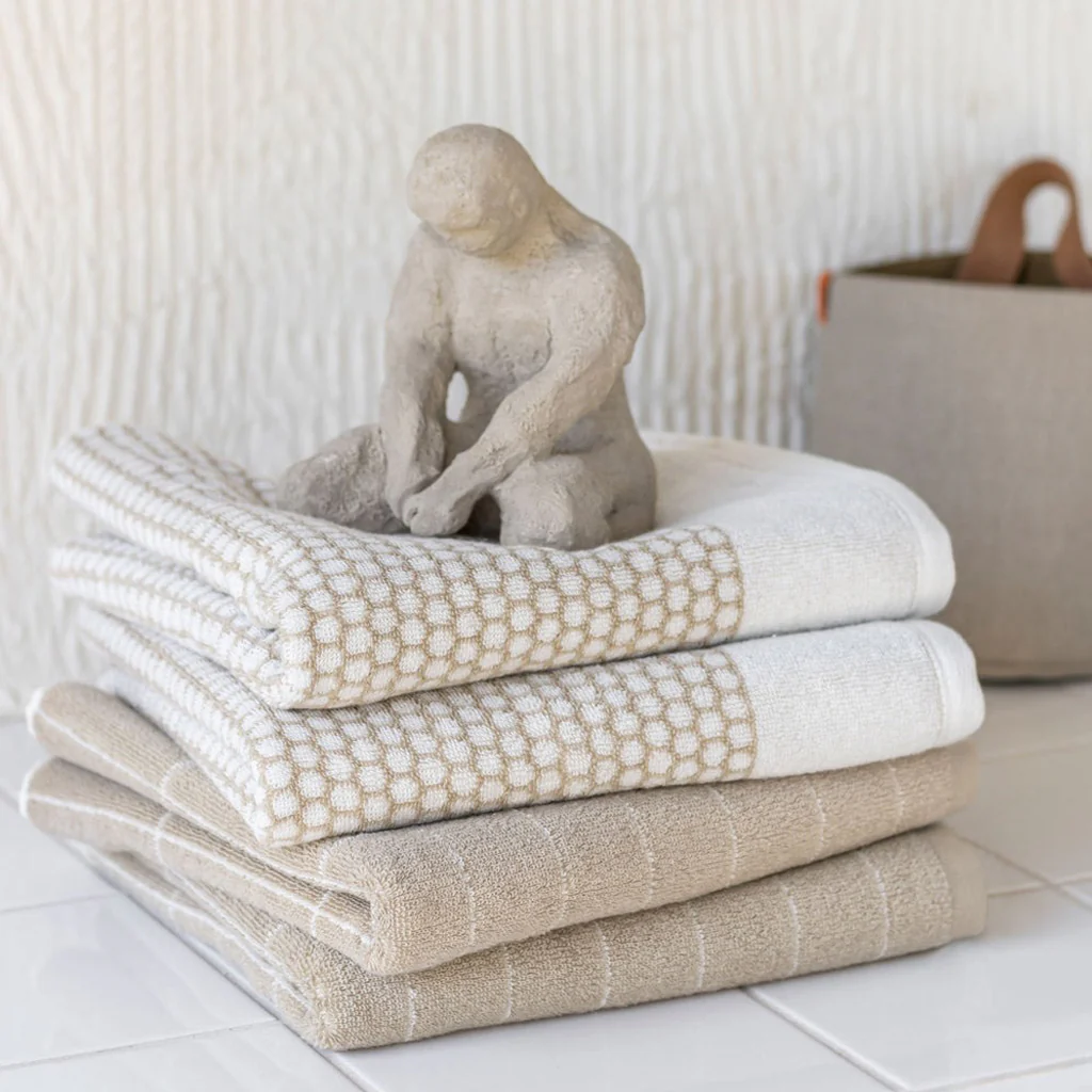 Mette Ditmer Tile Stone Hand Towel Sand White - Image 2