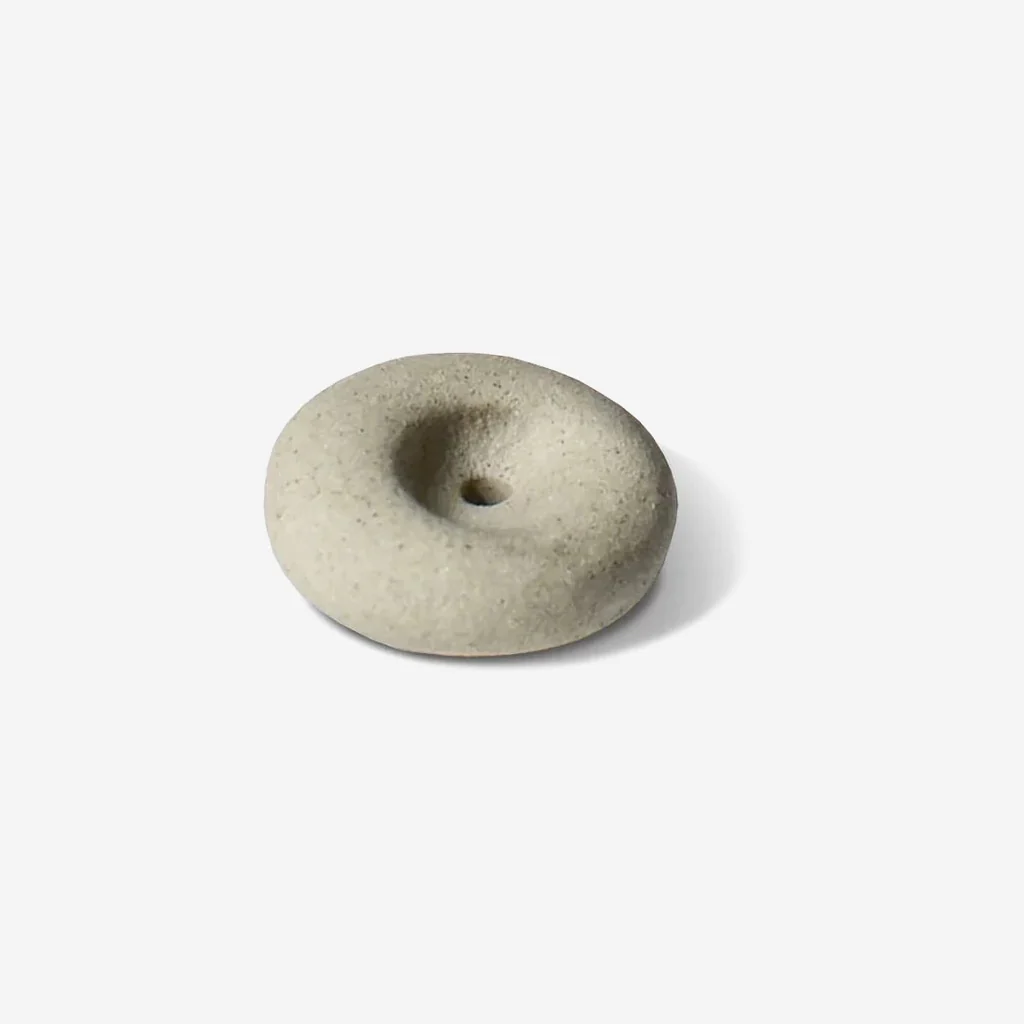 Cedar and Myrrh Mini Light Grey Pebble Incense Holder - Image 6
