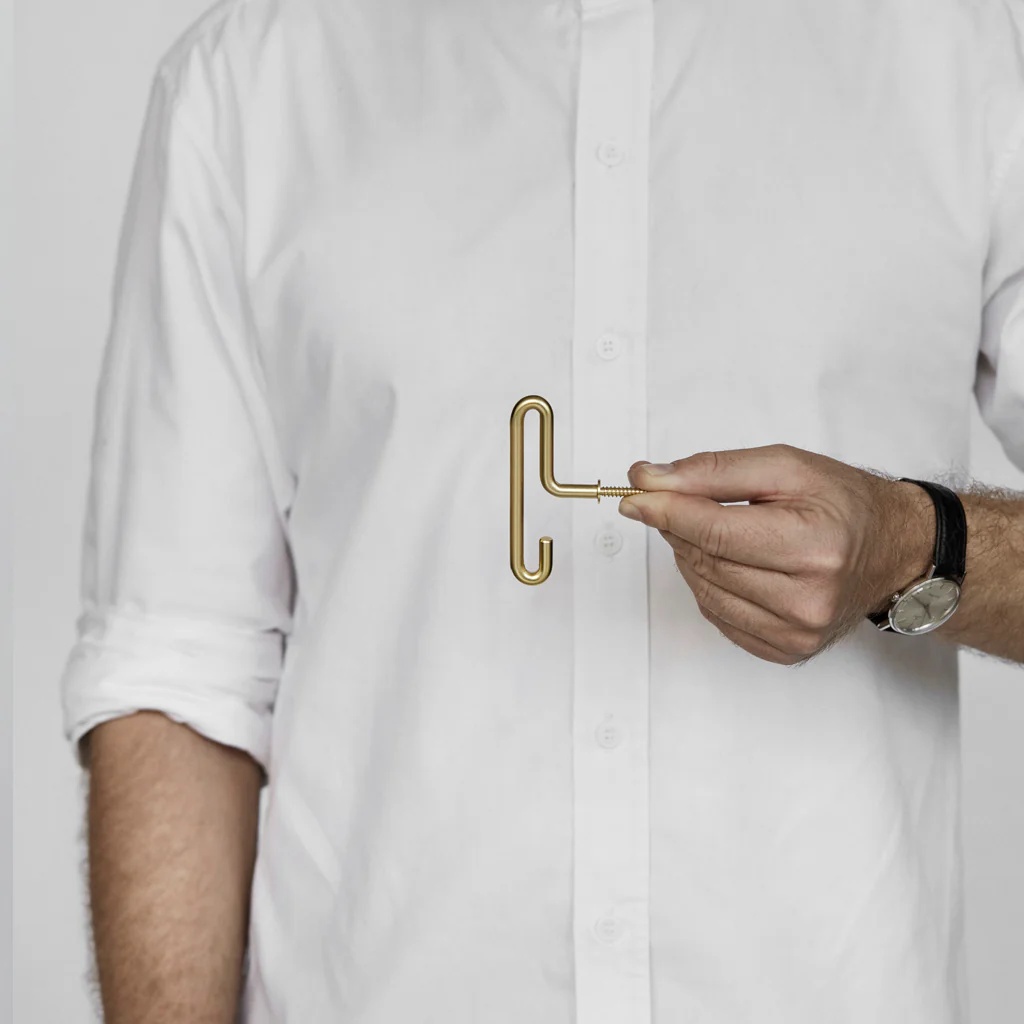 Moebe Wall Hook Small Matt Gold (Set of 2) - Image 3