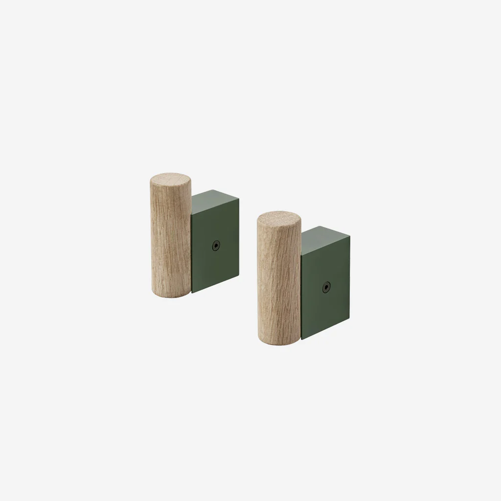 Muuto Attach Coat Hook Oak Dark Green