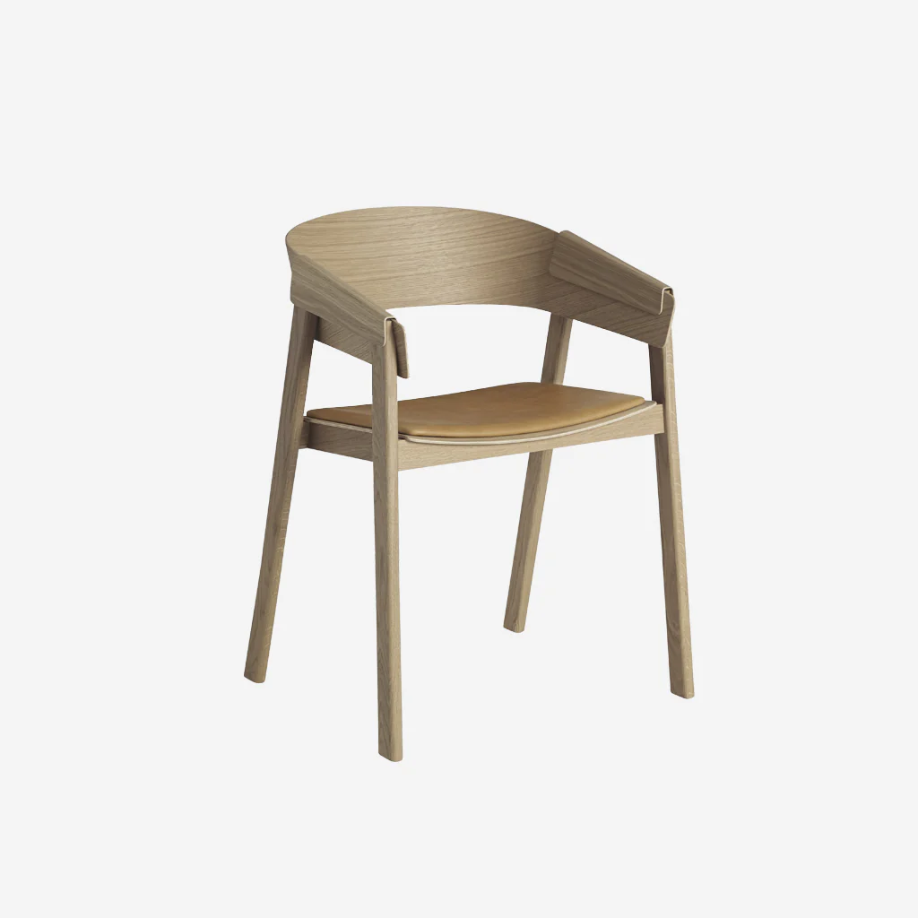 Muuto Cover Armchair Oak Leather Cognac
