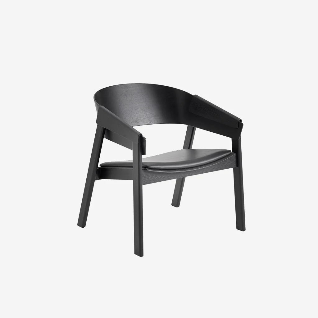 Muuto Cover Lounge Chair Black Leather Black