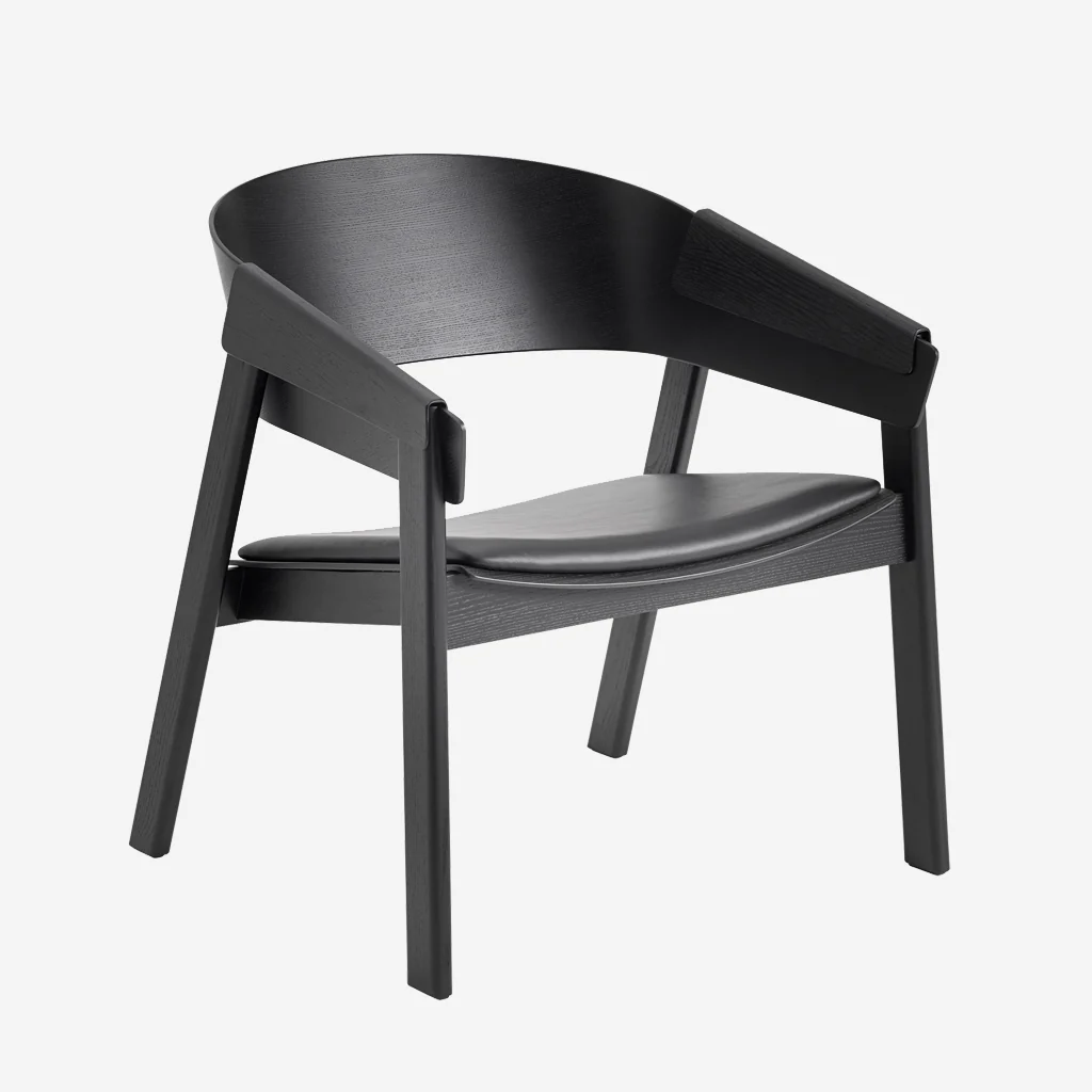 Muuto Cover Lounge Chair Black Leather Black - Image 2