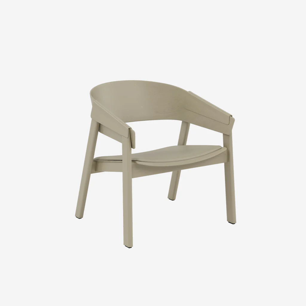 Muuto Cover Lounge Chair Dark Beige Leather Stone