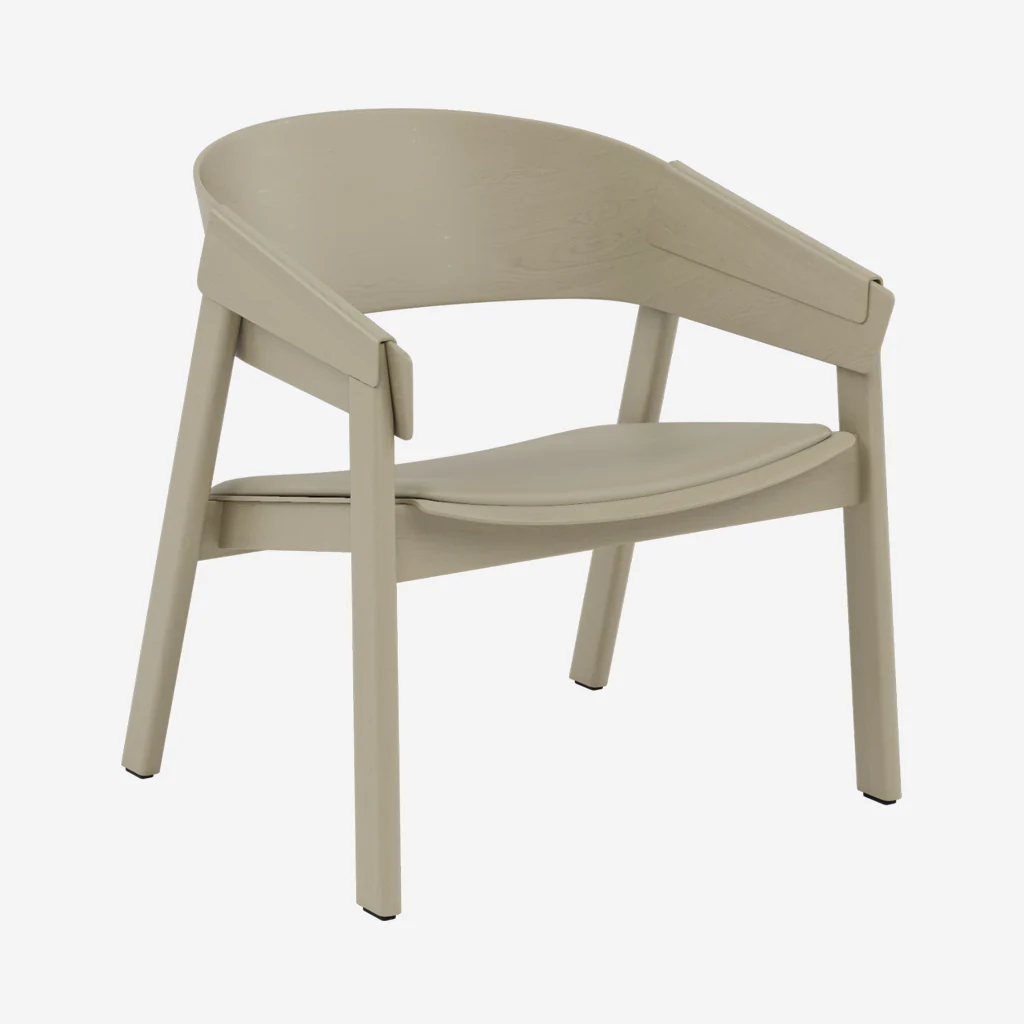 Muuto Cover Lounge Chair Dark Beige Leather Stone - Image 2