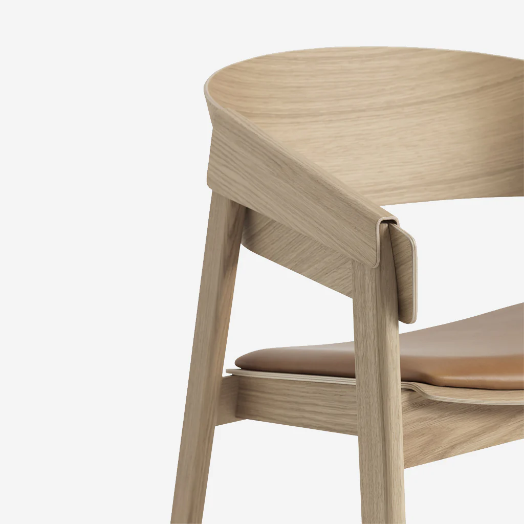 Muuto Cover Lounge Chair Oak Leather Cognac - Image 7