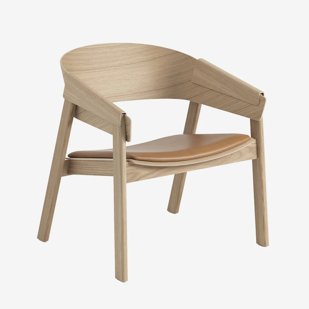 Muuto Cover Lounge Chair Oak Leather Cognac - Image 2