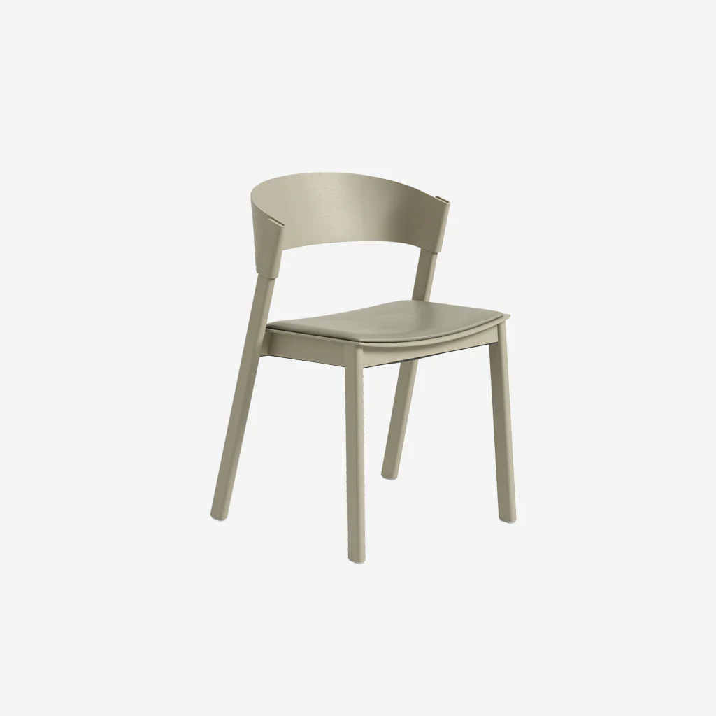Muuto Cover Side Chair Dark Beige Leather Stone